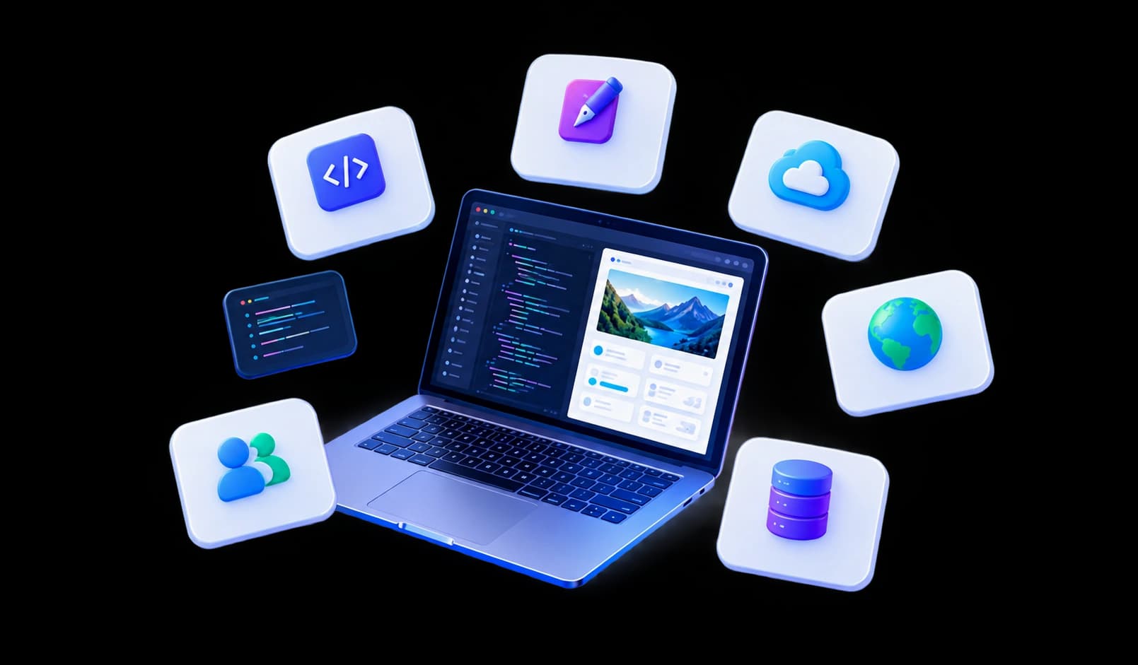 Laptop with six digital services
